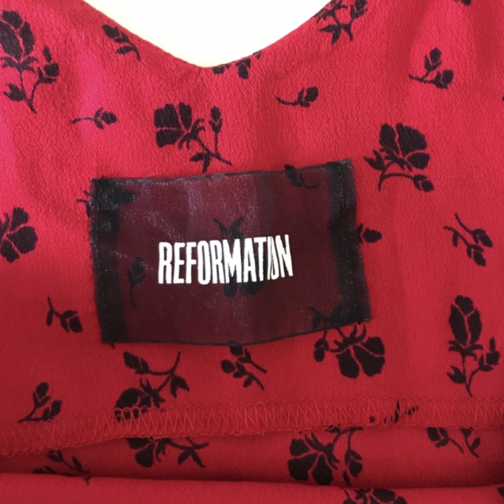 🌹 Last chance!! Reformation red floral slip-on mini dress with floral print - Picture 6 of 8